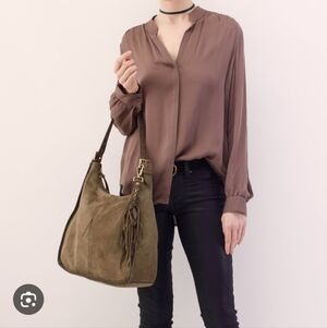 Hobo Marley Green Suede Shoulder Bag